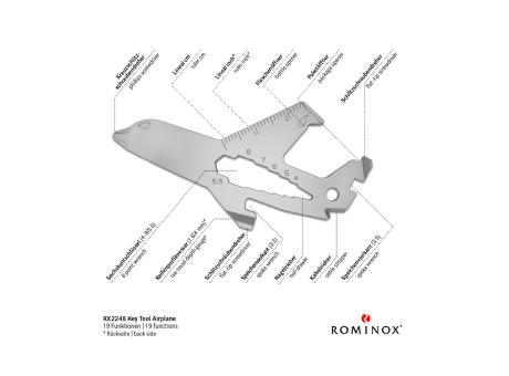 Geschenkartikel: ROMINOX® Key Tool Airplane / Flugzeug (19 Funktionen) im Motiv-Mäppchen Danke