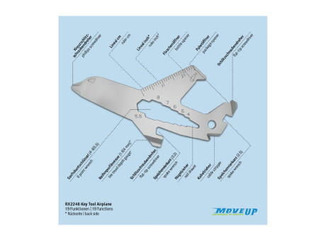 Geschenkartikel: ROMINOX® Key Tool Airplane / Flugzeug (19 Funktionen) im Motiv-Mäppchen Frohe Weihnachten