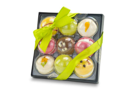 Geschenkartikel / Präsentartikel: Bunte Oster-Macarons, 90 g