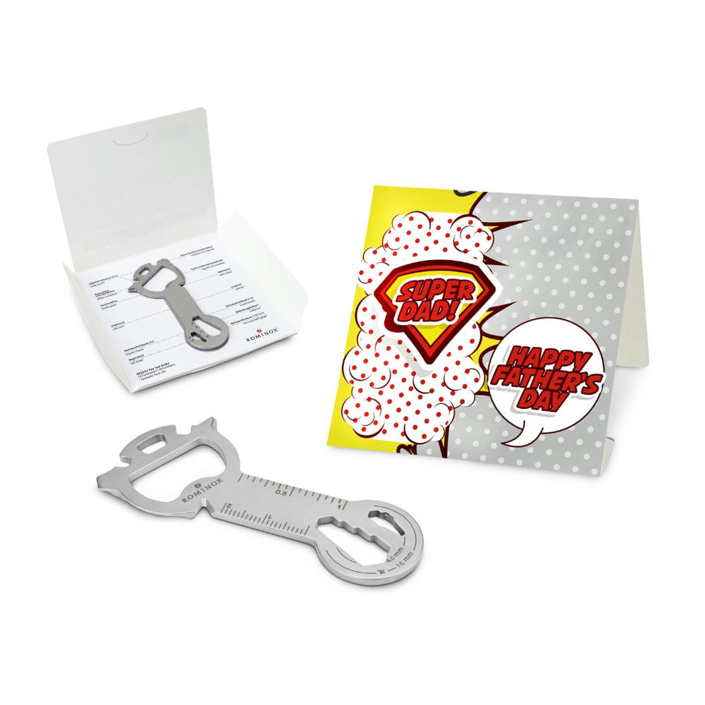 Geschenkartikel: ROMINOX® Key Tool Snake (19 Funktionen) im Motiv-Mäppchen Super Dad