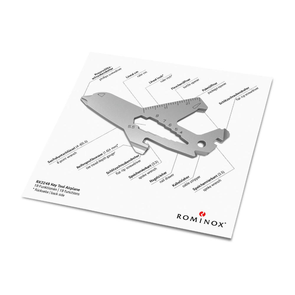 Geschenkartikel: ROMINOX® Key Tool Airplane / Flugzeug (19 Funktionen) im Motiv-Mäppchen Viel Glück