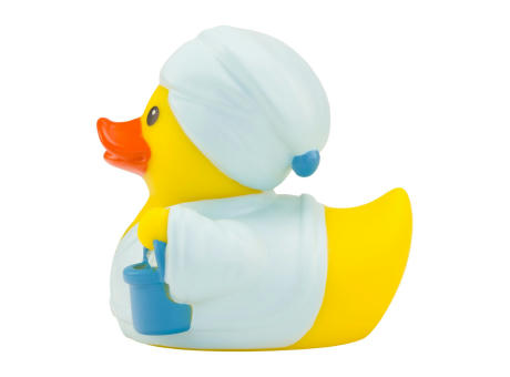 Werbeente Erik Elektriker mit rotem Kittel