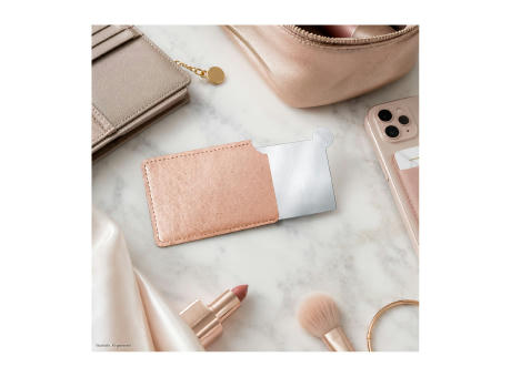 Taschenspiegel aus Edelstahl, im Etui (rosé)