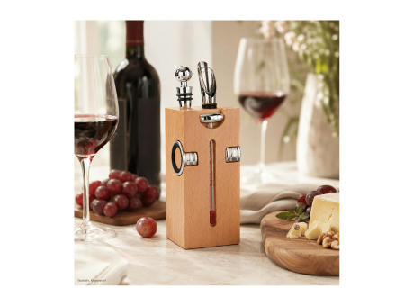 Geschenkset / Präsenteset: Buche-Block mit Wein