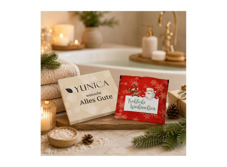 Badesalz Sachet im individuellen Mäppchen, Motiv: Fröhliche Weihnachten