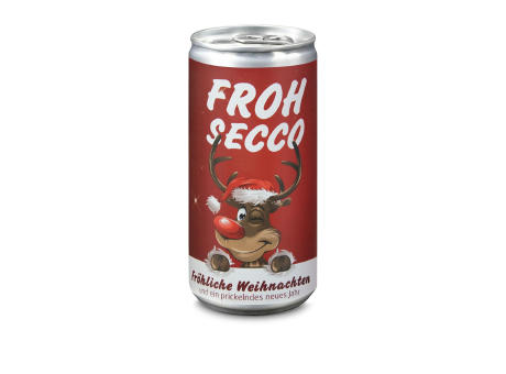 Geschenkartikel / Präsentartikel: FROHSECCO Elch (rot) - 24 x Promo Secco 0,2 l, Slimlinedose