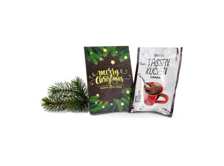 Geschenkartikel / Präsentartikel: Tassenkuchen Schokolade 70 g, Merry Christmas