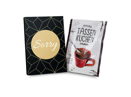 Geschenkartikel / Präsentartikel: Tassenkuchen Schokolade 70 g, Sorry