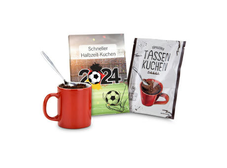 Geschenkartikel / Präsentartikel: Tassenkuchen Schokolade 70 g, Fußball EM 2024 Halbzeitpause