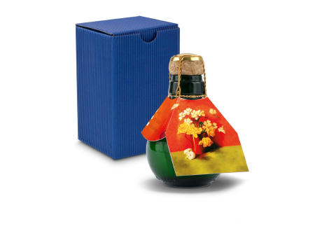 Kleinste Sektflasche der Welt! Blumengesteck - Inklusive Geschenkkarton in Blau, 125 ml