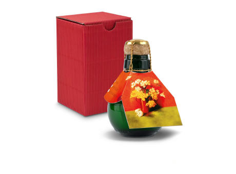 Kleinste Sektflasche der Welt! Blumengesteck - Inklusive Geschenkkarton in Rot, 125 ml