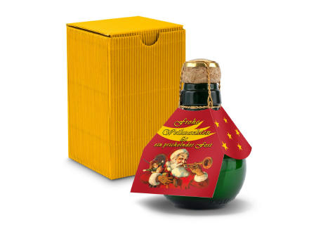 Kleinste Sektflasche der Welt! Weihnachtsgruß - Inklusive Geschenkkarton in Gelb, 125 ml
