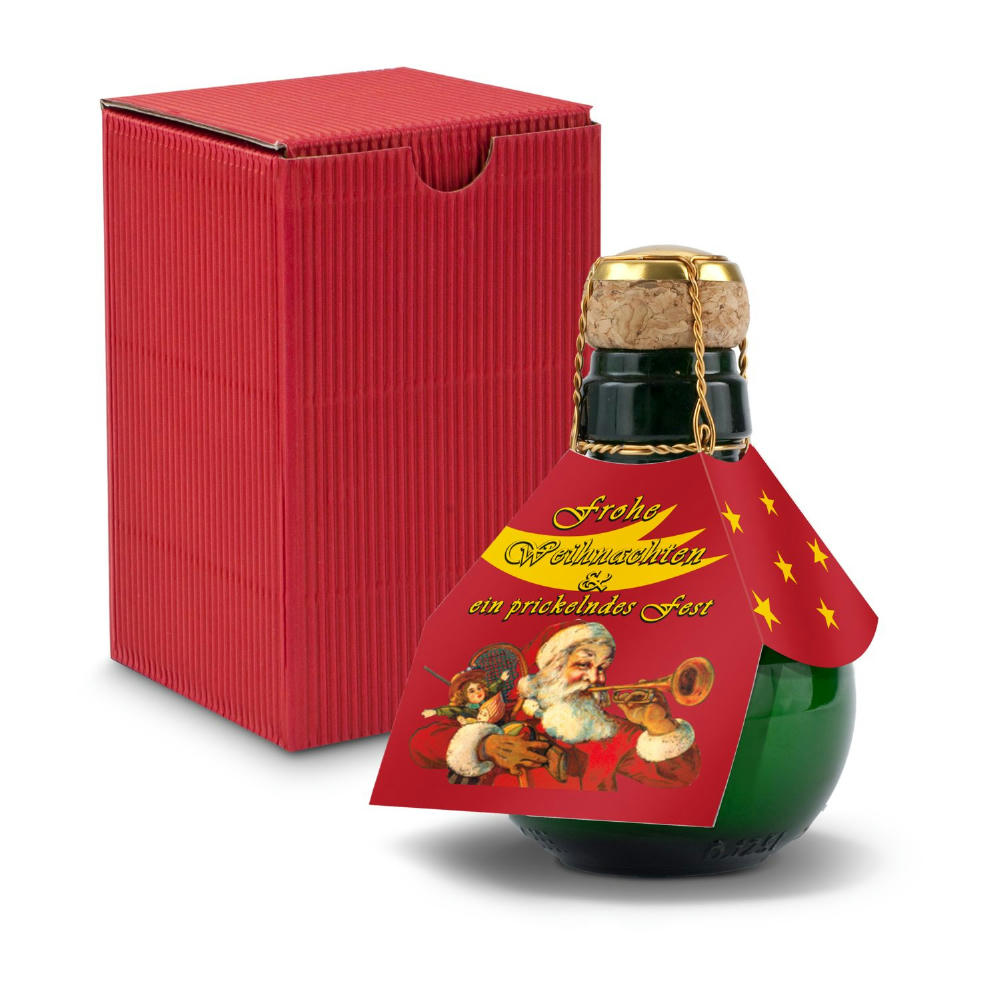 Kleinste Sektflasche der Welt! Weihnachtsgruß - Inklusive Geschenkkarton in Rot, 125 ml