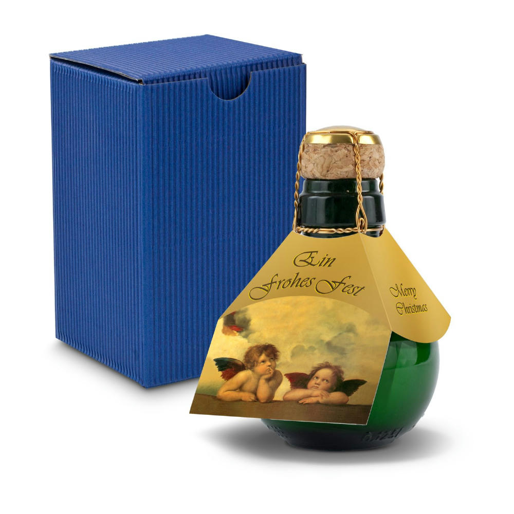 Kleinste Sektflasche der Welt! Raffael - Inklusive Geschenkkarton in Blau, 125 ml