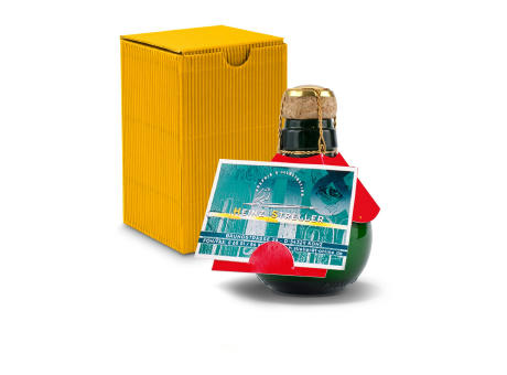 Kleinste Sektflasche der Welt! Visitenkarteneinschub - Inklusive Geschenkkarton in Gelb, 125 ml