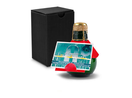 Kleinste Sektflasche der Welt! Visitenkarteneinschub - Inklusive Geschenkkarton in Schwarz, 125 ml