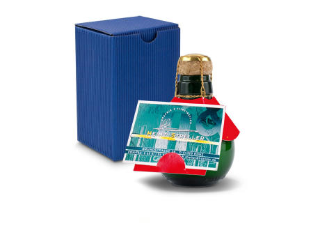 Kleinste Sektflasche der Welt! Visitenkarteneinschub - Inklusive Geschenkkarton in Blau, 125 ml