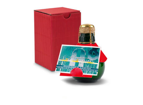 Kleinste Sektflasche der Welt! Visitenkarteneinschub - Inklusive Geschenkkarton in Rot, 125 ml