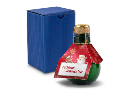 Kleinste Sektflasche der Welt! Fröhliche Weihnachten - Inklusive Geschenkkarton in Blau, 125 ml
