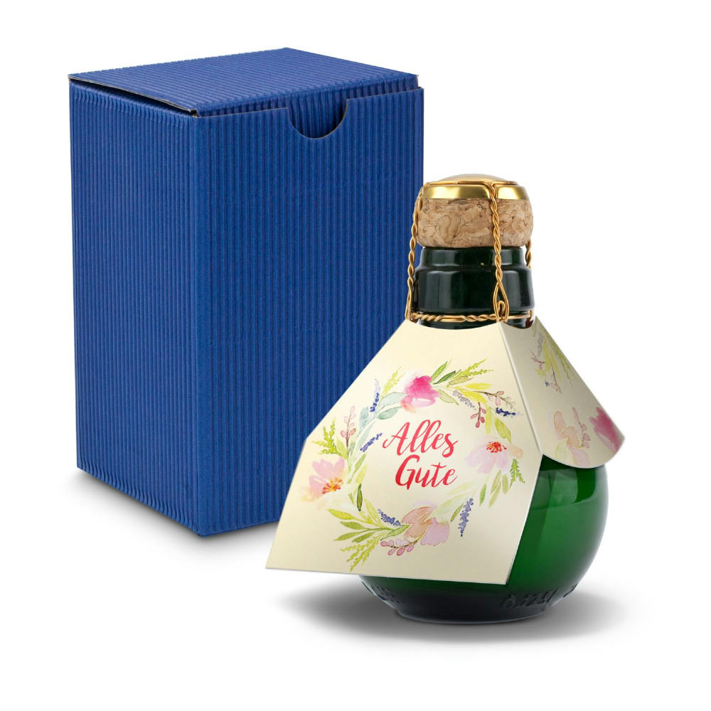Kleinste Sektflasche der Welt! Alles Gute - Inklusive Geschenkkarton in Blau, 125 ml