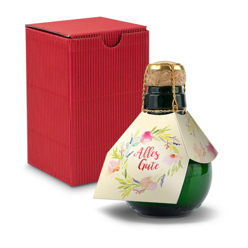 Kleinste Sektflasche der Welt! Alles Gute - Inklusive Geschenkkarton in Rot, 125 ml