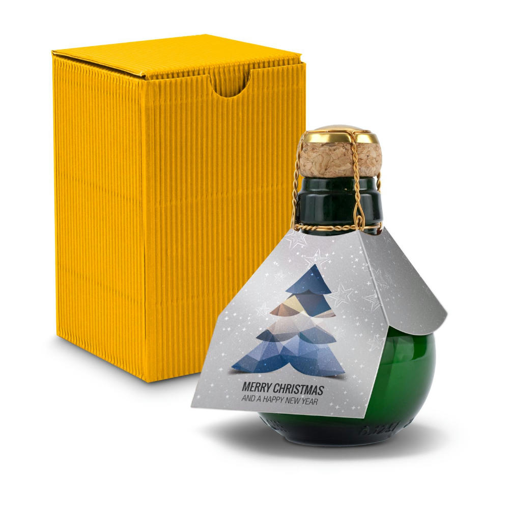 Kleinste Sektflasche der Welt! Merry Christmas - Inklusive Geschenkkarton in Gelb, 125 ml