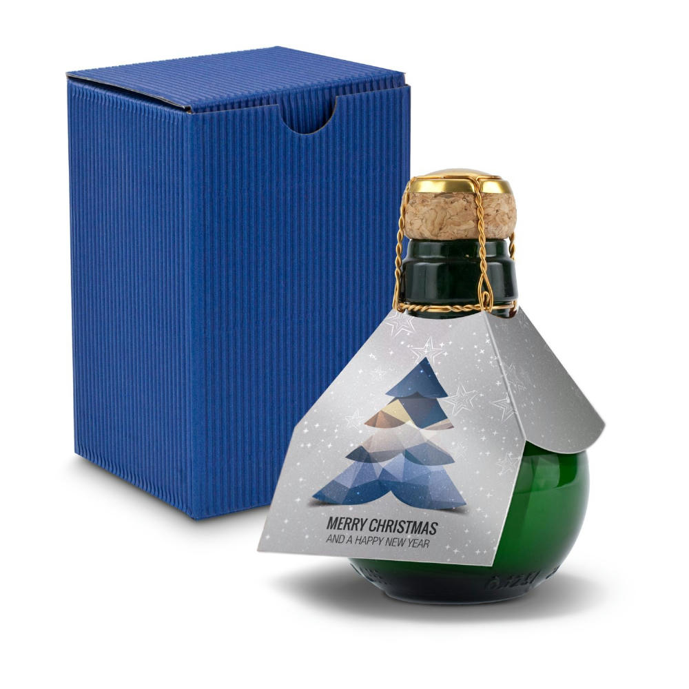 Kleinste Sektflasche der Welt! Merry Christmas - Inklusive Geschenkkarton in Blau, 125 ml
