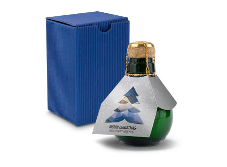 Kleinste Sektflasche der Welt! Merry Christmas - Inklusive Geschenkkarton in Blau, 125 ml