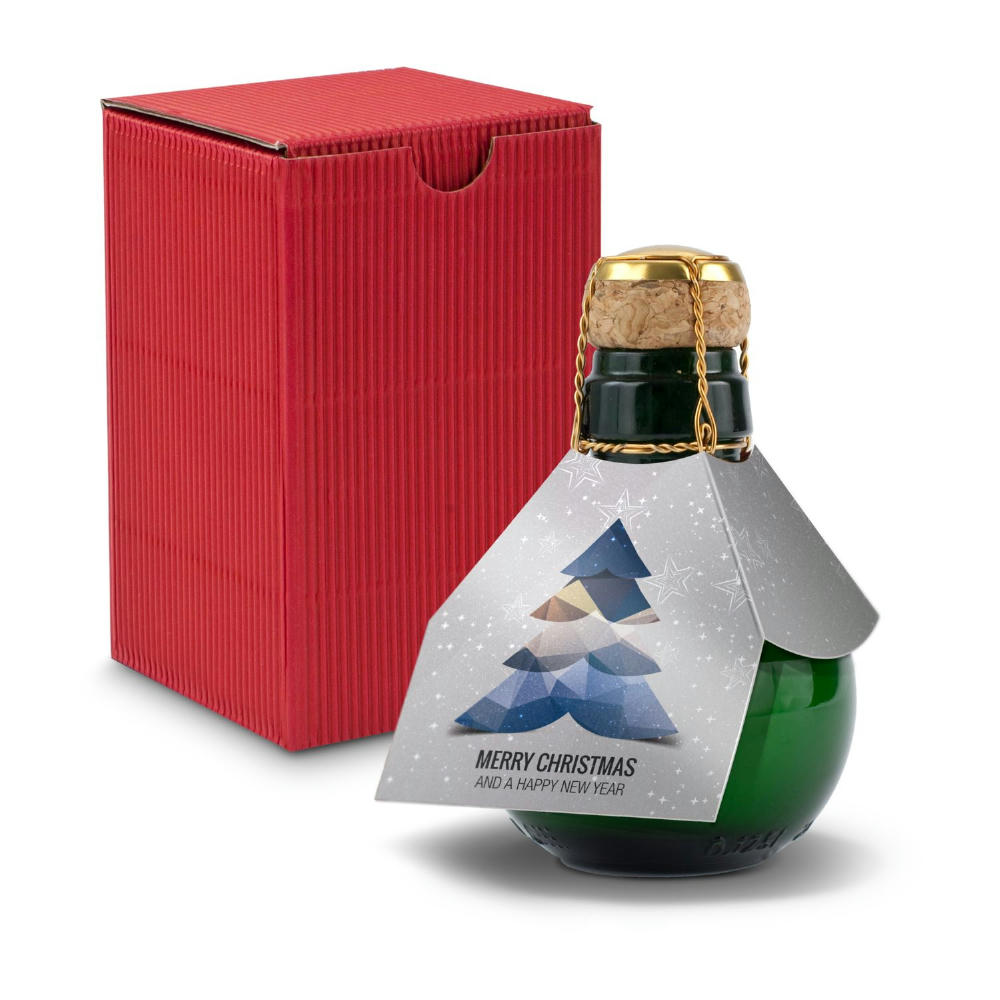 Kleinste Sektflasche der Welt! Merry Christmas - Inklusive Geschenkkarton in Rot, 125 ml
