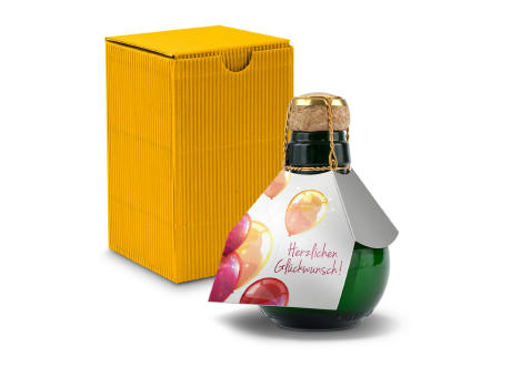 Kleinste Sektflasche der Welt! Herzlichen Glückwunsch - Inklusive Geschenkkarton in Gelb, 125 ml
