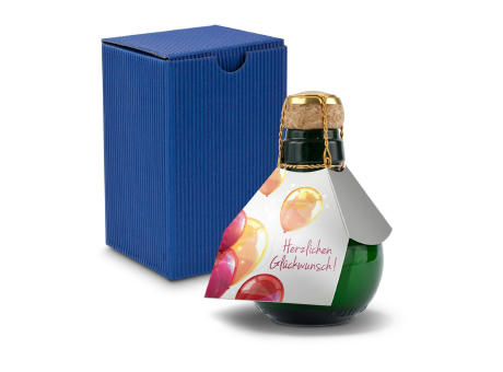 Kleinste Sektflasche der Welt! Herzlichen Glückwunsch - Inklusive Geschenkkarton in Blau, 125 ml