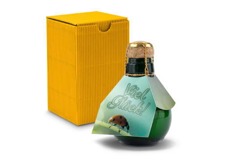 Kleinste Sektflasche der Welt! Viel Glück - Inklusive Geschenkkarton in Gelb, 125 ml