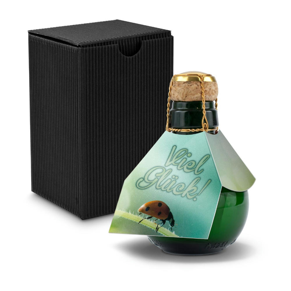 Kleinste Sektflasche der Welt! Viel Glück - Inklusive Geschenkkarton in Schwarz, 125 ml