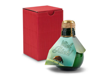 Kleinste Sektflasche der Welt! Viel Glück - Inklusive Geschenkkarton in Rot, 125 ml
