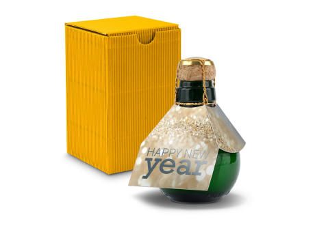 Kleinste Sektflasche der Welt! Happy New Year - Inklusive Geschenkkarton in Gelb, 125 ml