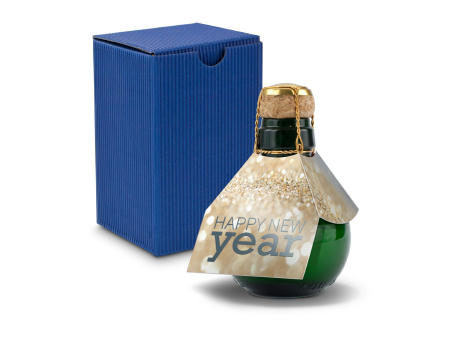 Kleinste Sektflasche der Welt! Happy New Year - Inklusive Geschenkkarton in Blau, 125 ml