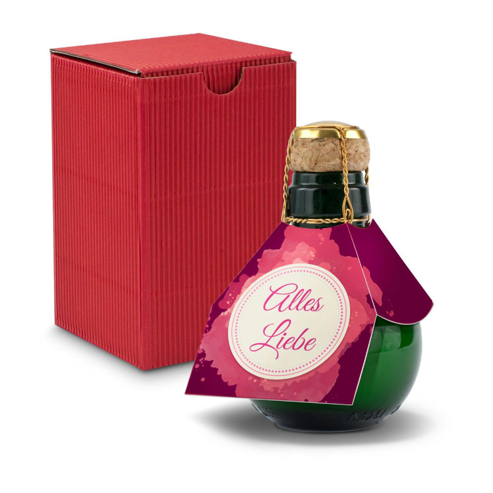 Kleinste Sektflasche der Welt! Alles Liebe - Inklusive Geschenkkarton in Rot, 125 ml