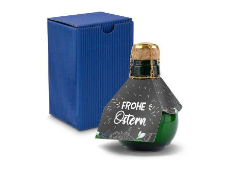 Kleinste Sektflasche der Welt! Frohe Ostern - Inklusive Geschenkkarton in Blau, 125 ml