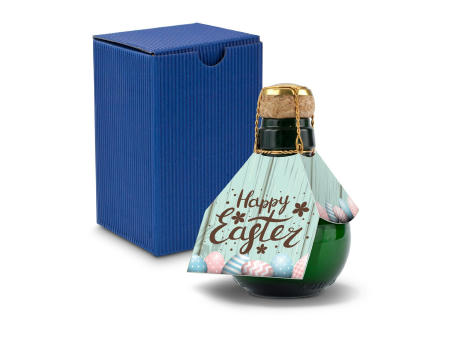 Kleinste Sektflasche der Welt! Happy Easter - Inklusive Geschenkkarton in Blau, 125 ml