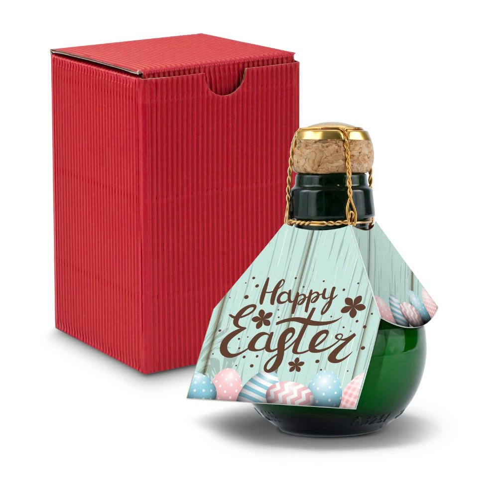 Kleinste Sektflasche der Welt! Happy Easter - Inklusive Geschenkkarton in Rot, 125 ml