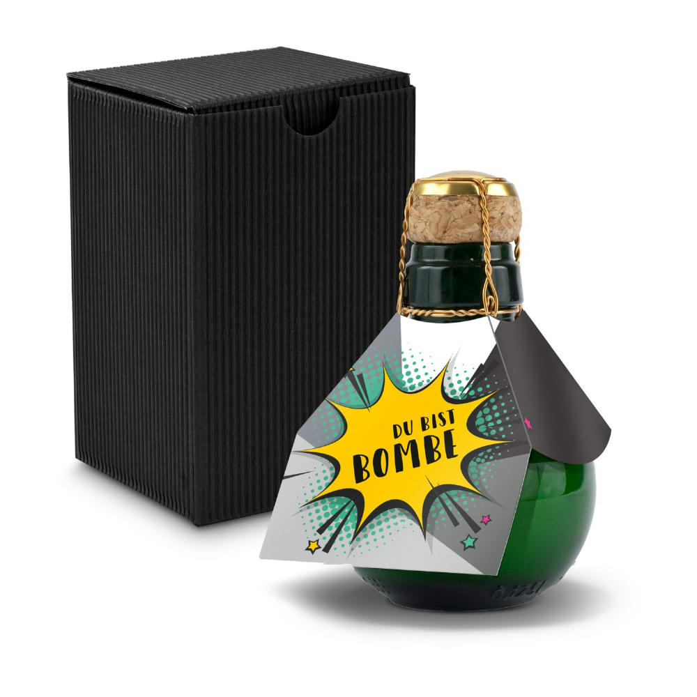 Kleinste Sektflasche der Welt! Du bist Bombe - Inklusive Geschenkkarton in Schwarz, 125 ml