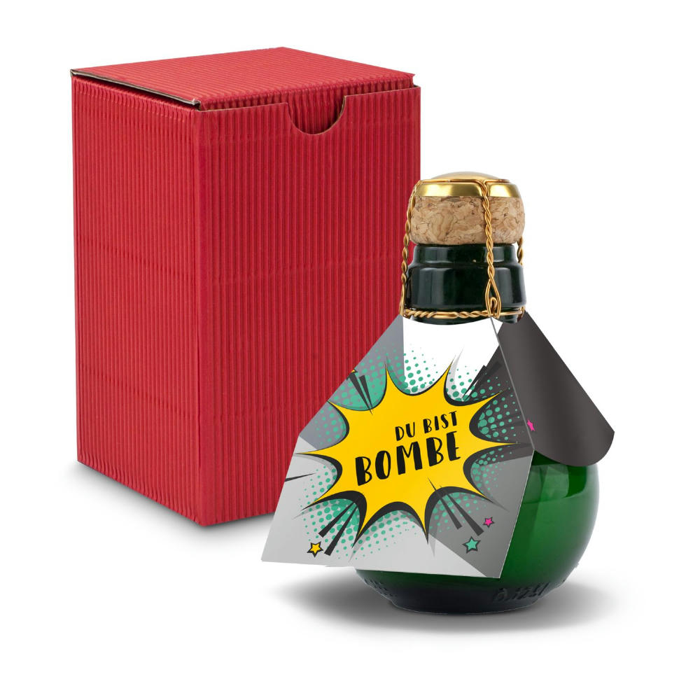 Kleinste Sektflasche der Welt! Du bist Bombe - Inklusive Geschenkkarton in Rot, 125 ml