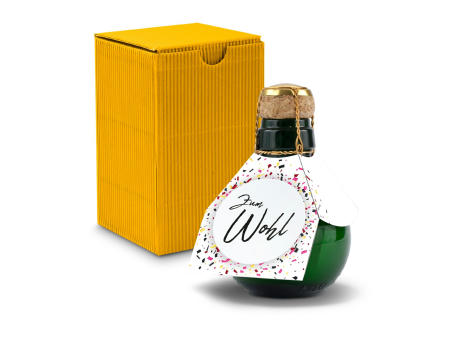 Kleinste Sektflasche der Welt! Zum Wohl - Inklusive Geschenkkarton in Gelb, 125 ml