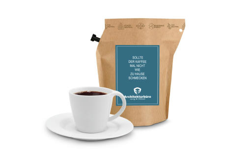 Geschenkartikel / Präsentartikel: WM-Kaffee Stoff für Helden, wiederverwendbarer Brühbeutel mit Fairtrade Kaffee aus Honduras