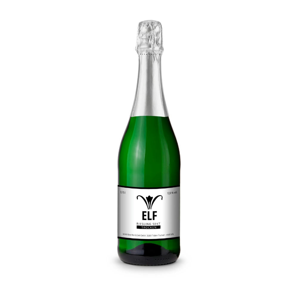 Sekt - Riesling - Flasche grün - Kapselfarbe Silber, 0,75 l
