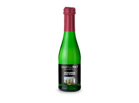 Sekt Cuvée Piccolo - Flasche grün - Kapselfarbe Bordeauxrot, 0,2 l