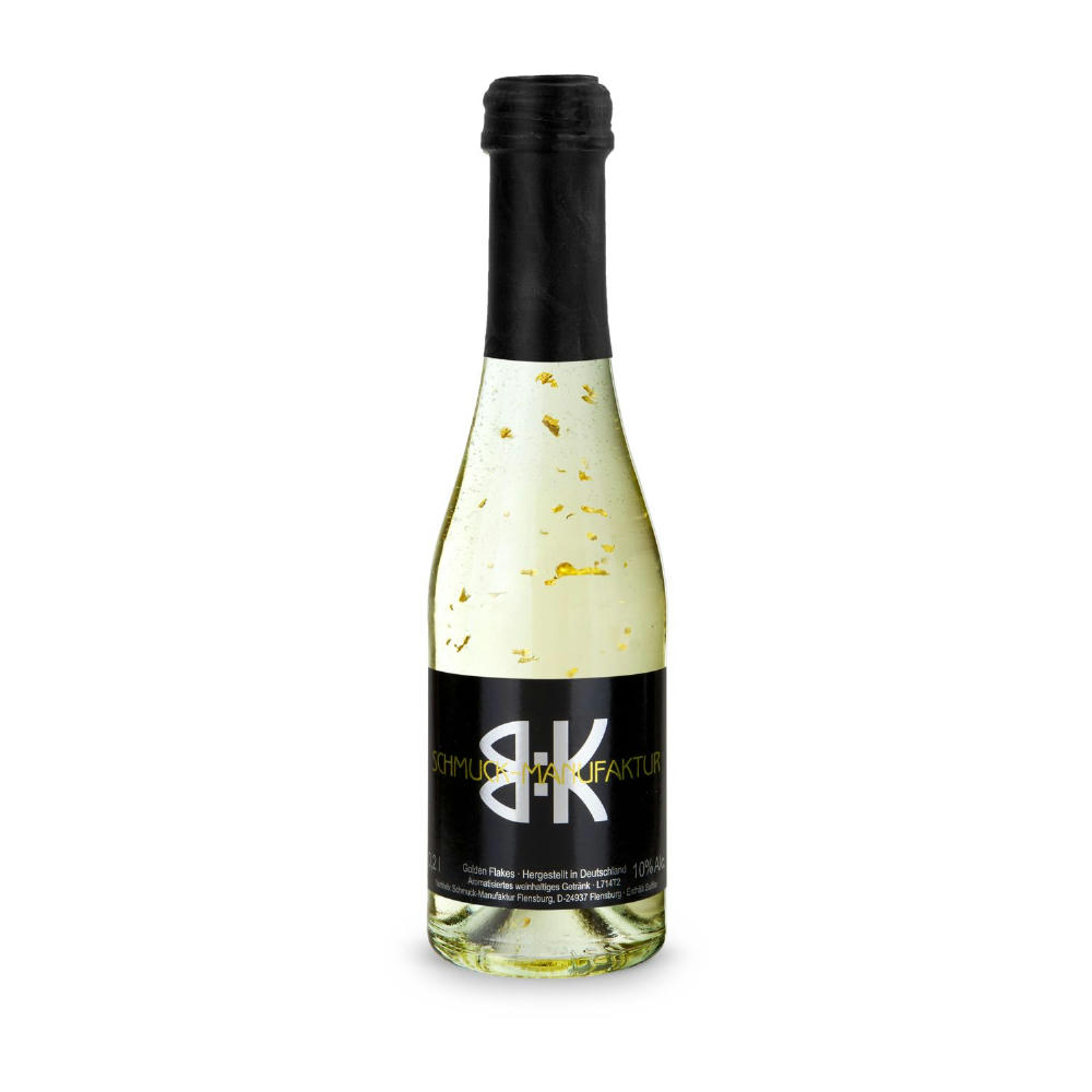 Piccolo Golden Flakes - Flasche klar - Kapselfarbe Schwarz, 0,2 l