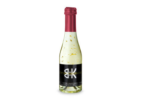 Piccolo Golden Flakes - Flasche klar - Kapselfarbe Bordeauxrot, 0,2 l