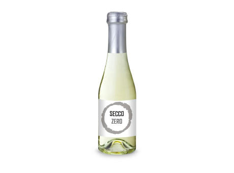 Secco ZERO - Schäumendes Getränk aus alkoholfreiem Wein - Flasche klar - Kapselfarbe Silber, 0,2 l