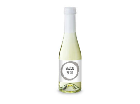 Secco ZERO - Schäumendes Getränk aus alkoholfreiem Wein - Flasche klar - Kapselfarbe Weiß, 0,2 l